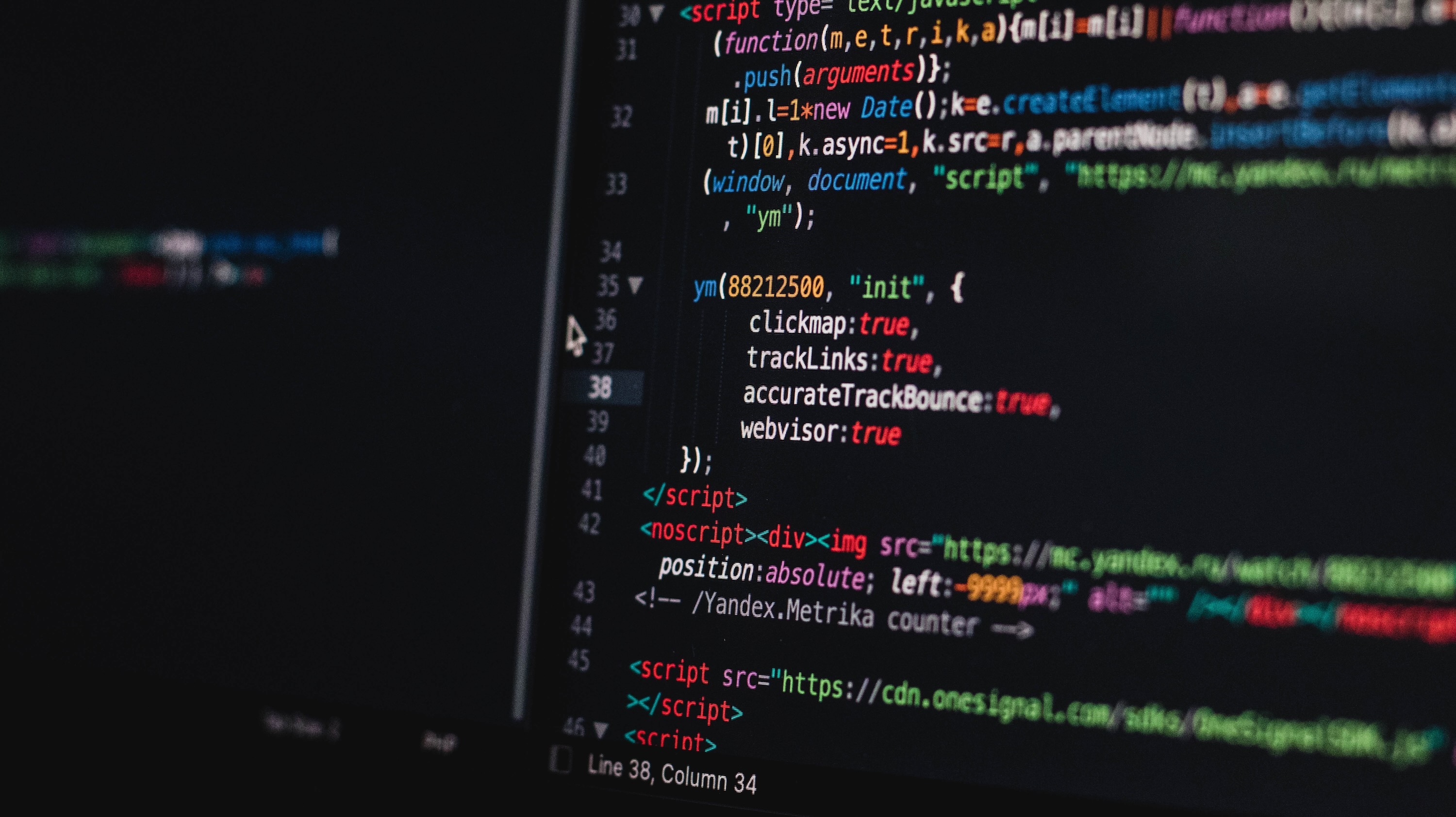 Computer code on black screen